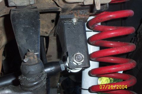 1996 Ford Bronco - Upper trac bar mount. Made out of .25X2.5X2.5 square box tube. Still need to get another brace on it.