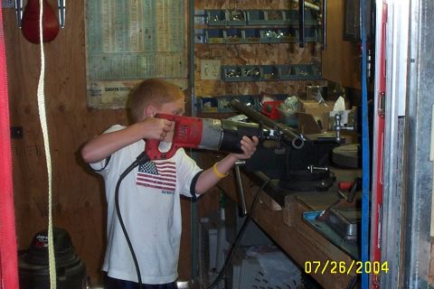 1996 Ford Bronco - My nephew Preston helping my fab up a new trac bar.