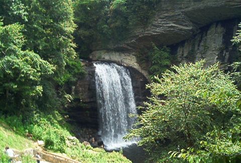 1985 Ford LTD Crown Victoria - A scenic view of a waterfall surrounded by lush greenery and rock formations.