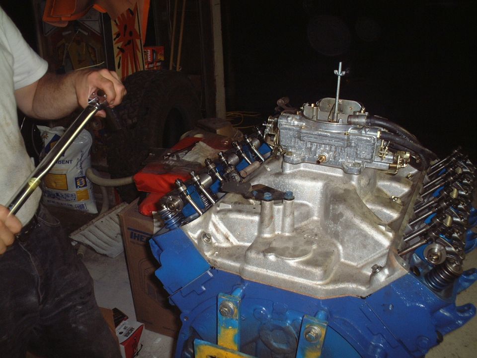 Torquing the valvetrain to spec.