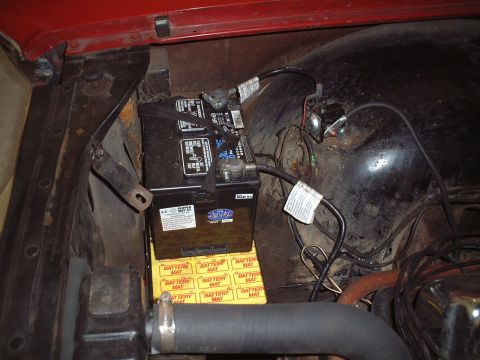 1967 Ford Galaxie - Battery installed with the new Invisible Mounting System (need to order the fasteners for it as well as a full-sized battery, this small on…