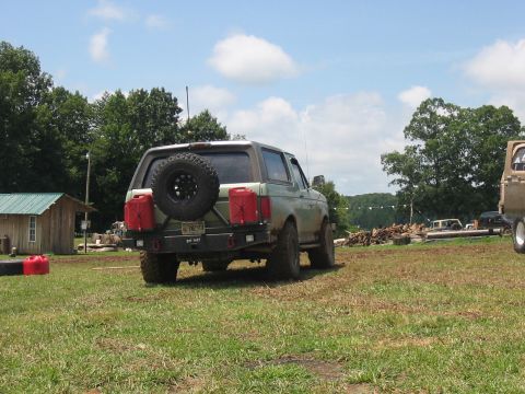 1988 Ford Bronco - This 1988 Ford Bronco is equipped for off-road adventures with a rear-mounted spare tire and auxiliary fuel cans.
