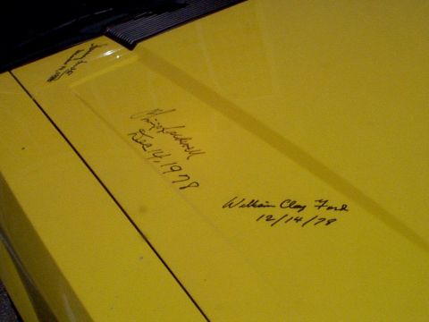 1999 Ford Taurus - Car hood signed by William Clay Ford and others on December 14, 1978.