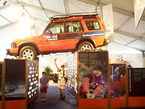 1999 Ford Taurus - Land Rover Discovery G4 Challenge vehicle displayed at an event.