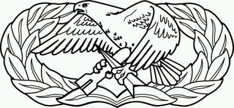 1988 Ford Bronco - This image depicts an eagle holding a rifle within a laurel wreath, with a watermark at the bottom.