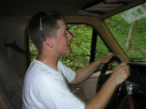 1986 Ford Bronco - Daniels first Trail ride. Sweating bullets!