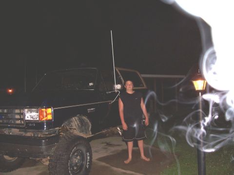 1989 Ford Bronco - This is the night we got the lift finished. That's my 6'2" nephew standing next to the Bronco.