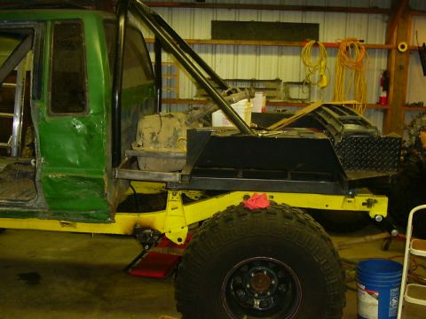 1990 Ford Bronco - Custom truck build in progress, a roll cage and modified bed section.