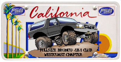 1990 Ford Bronco - This graphic license plate depicts a lifted Ford Bronco, not a specific model year.