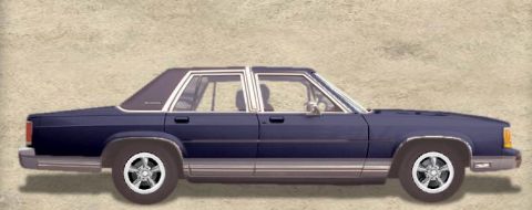 1990 Ford Crown Victoria LTD - Side profile of a 1990 Ford Crown Victoria LTD sedan.