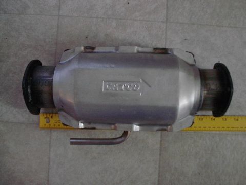 1986 Ford Bronco - 3" Catco with JCW 3" header flanges welded to both ends. Note it's still only 14" long with the flanges.