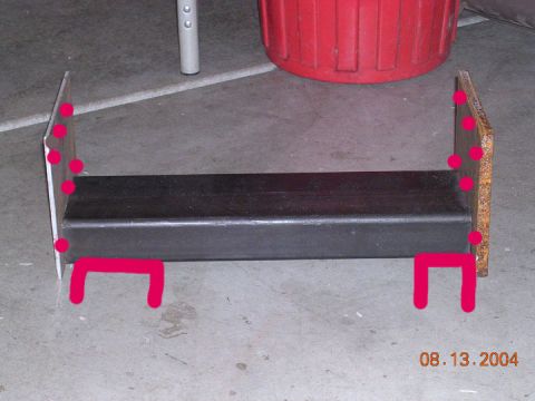 1994 Ford Bronco - A metal bracket is shown with red markings and a date stamp of 08.13.2004.