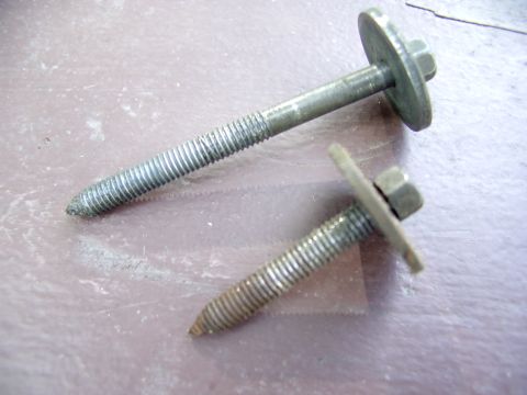 1986 Ford Bronco - Here's a shot of the two lengths of bolts used. Both are M6 X 1 Metric and take an 8mm socket on their heads.