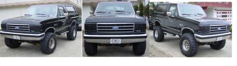 1990 Ford Bronco - This lifted 1990 Ford Bronco presents a commanding presence with its aggressive stance and dark paintwork.