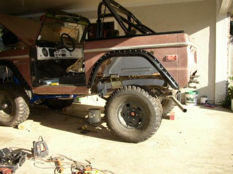 1995 Ford Bronco - This classic Ford Bronco is undergoing some work, with its interior exposed and parts removed.