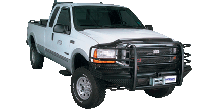 2003 Ford Excursion - A white pickup truck is shown from the front-three-quarter view, equipped with a brush guard.