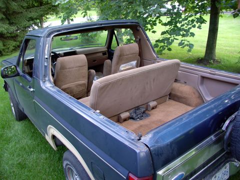 1986 Ford Bronco - A little oomph from you and your brother/buddy and here's your reward... a huge rolling Ford bucket to catch rain water in. Next year a sof…