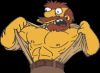 1989 Ford Bronco - A cartoon character dramatically reveals his impressive musculature.