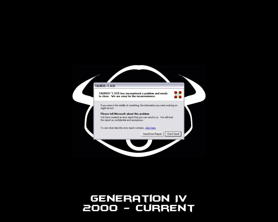 TAURUS-1.SCR error message with 'Send Error Report' button