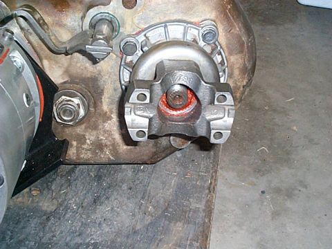 1994 Ford Bronco - Driveshaft U-joint and transmission housing detail.