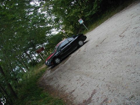 1997 Ford Taurus - A black 1997 Ford Taurus is parked on a gravel road surrounded by trees.
