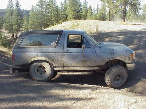 1989 Ford Bronco - This 1989 Ford Bronco is shown on a dirt path, suggesting off-road use.