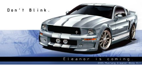 1989 Ford Taurus - This 2005-2010 Ford Mustang Eleanor features a distinctive silver paint job with racing stripes and custom body modifications.