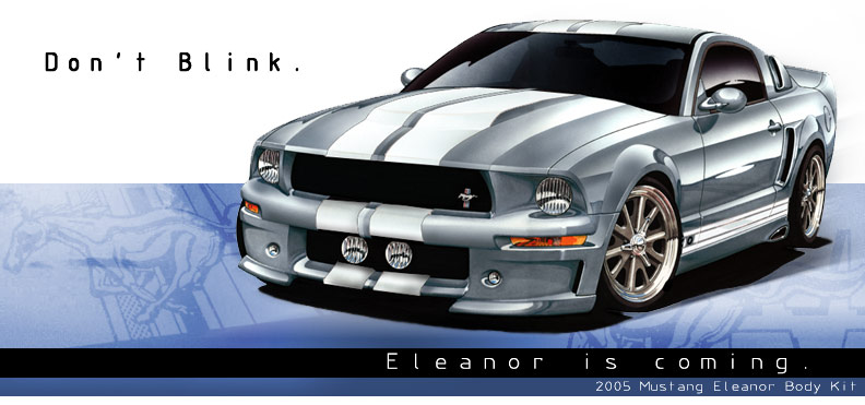 Silver 2005-2010 Ford Mustang Eleanor with racing stripes