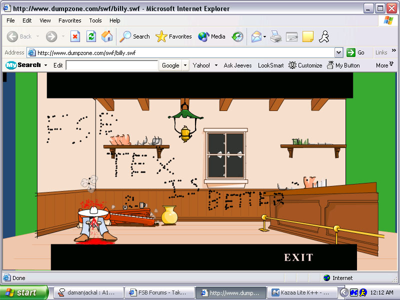 Internet Explorer screenshot of a Flash saloon cartoon, not a vehicle