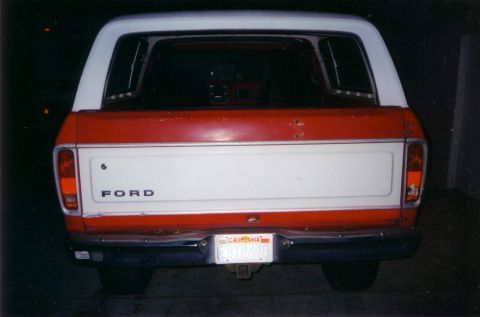 1978 Ford Bronco - 1978 Ford Bronco rear view showing tailgate and taillights.