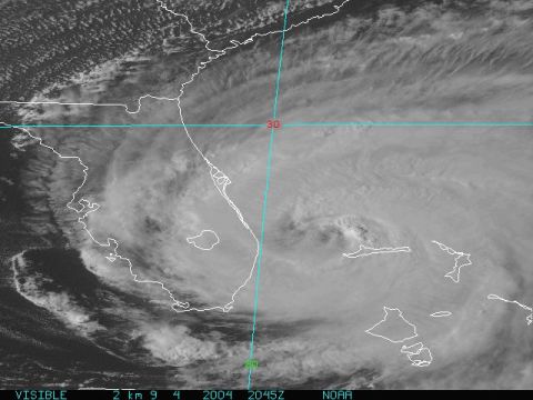 1993 Ford Bronco - NOAA satellite image shows a hurricane approaching the Florida coast in 2004.