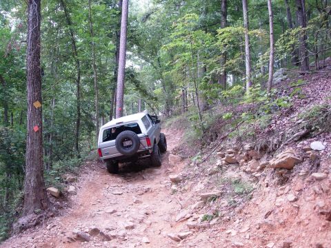 1995 Ford Bronco - Up the 1st part of the "hardest" trail called Daniel. Not a big fan of the ledge off to the left.