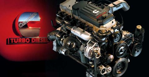 2003 Ford Excursion - A detailed view of a Cummins Turbo Diesel engine, highlighting its complex internal components and external drive systems.