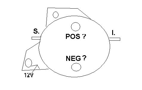 1986 Ford Bronco - Schematic diagram of a relay/solenoid showing terminal positions including POS, NEG, S, I and 12V.