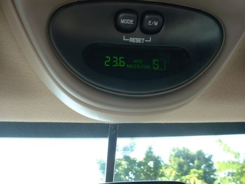 2003 Ford Excursion - The overhead console displays an average of 23.6 miles per gallon, consistent with a 2003 Ford Excursion.