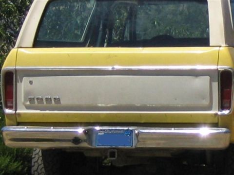 1978 Ford Bronco - 1978 Ford Bronco rear view showing tailgate and bumper.