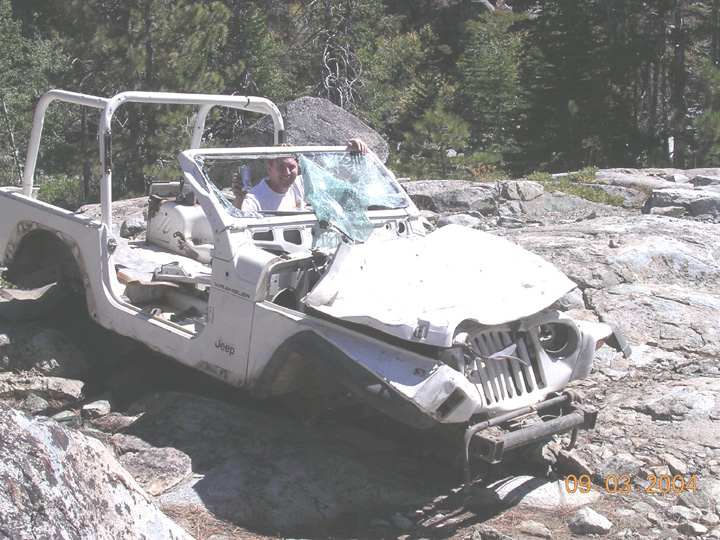 just before decending to the first water crossing, we came across this jeep.  used to be lower down on the hill, at the water
