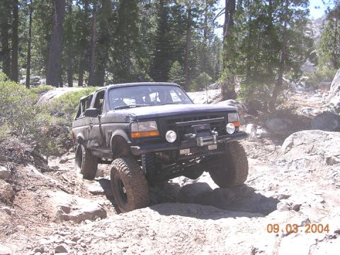 1994 Ford Bronco - Ford Bronco tackling an off-road trail, captured on September 3, 2004.