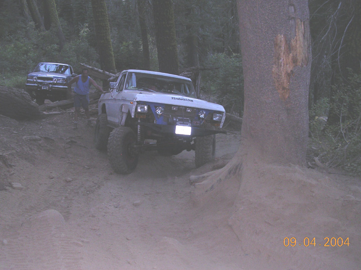 Here is Bill taking a look.  he ended uptucking tail and running, He  backied off, and only the broncos had the bean bag to drive this section
