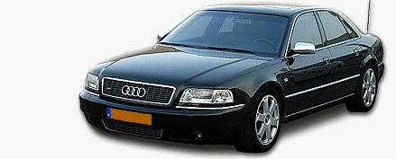 1998 Ford Taurus - A black Audi sedan is shown from the front quarter angle against a white background.
