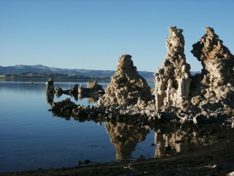 1996 Ford Bronco - Tufa formations reflected in the water at Mono Lake, California.