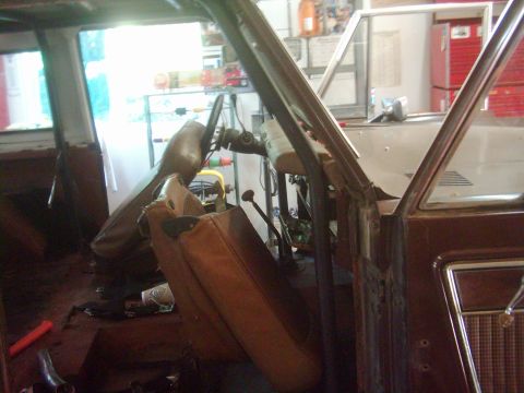 1978 Ford Bronco - Interior view of a 1978 Ford Bronco, likely in a workshop or garage setting.