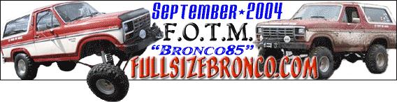 September 2004 Full Size Bronco F.O.T.M. award banner with red and white Bronco