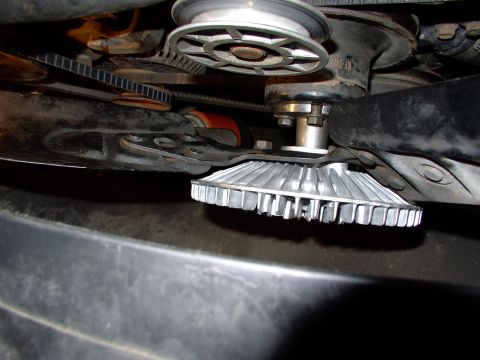1986 Ford Bronco - Once she's torqued on, you're good to go. Didn't even disturb the PS belt or pulley !