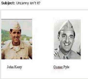 1993 Ford Bronco - A comparison of two men in military uniforms, identified as John Kerry and Gomer Pyle.