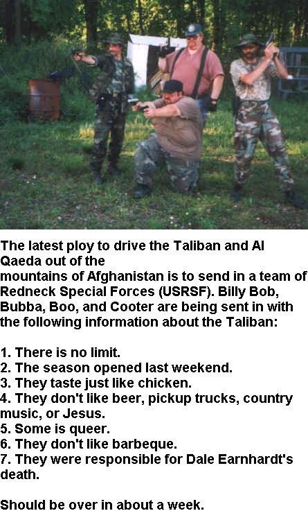 1993 Ford Bronco - A group of men dressed in camouflage and casual attire are posing with firearms in a wooded outdoor setting.