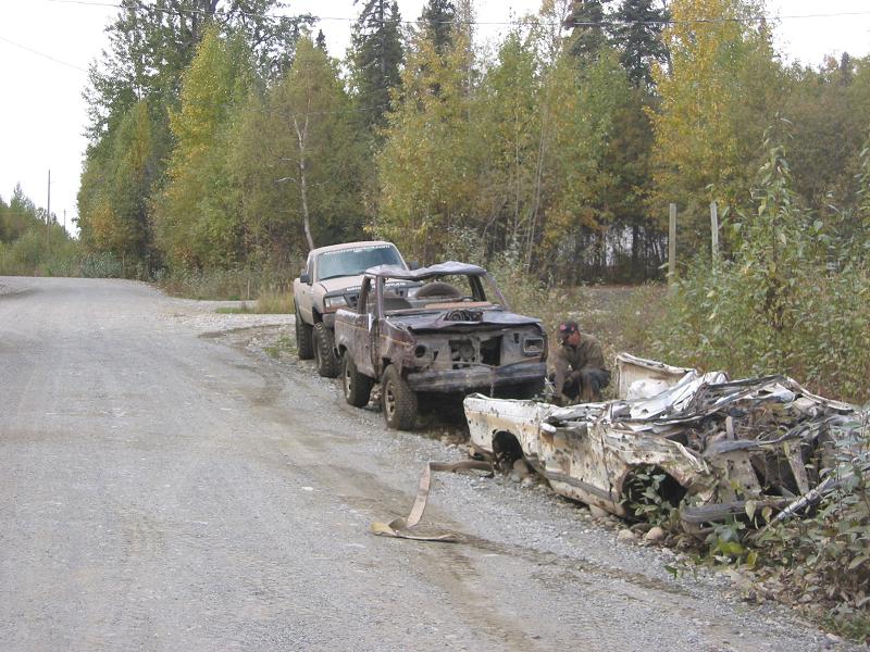 BII at the trail head. Notice the Tcase on the hood. That came from the S-10 right in front of it.. IT was a cute little thing.