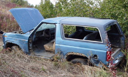 1985 Ford Bronco - Will go up and get this one out later this summer maybe. It's in a very bad location on the side of a steep hill.