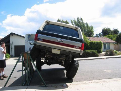 1989 Ford Bronco - This 1989 Ford Bronco is shown from the rear, tilted on a ramp.