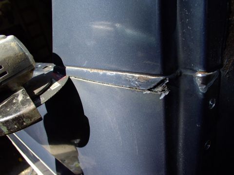 1986 Ford Bronco - When it comes time to seperate the A-pillar spot's welded seam I chose to slice just below it and give myself access so I could drill them…